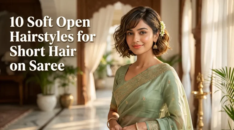 Open Hairstyle For Short Hair On Saree